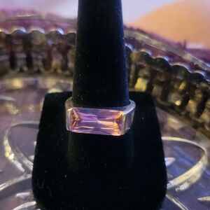 Sterling Silver Marked 925 Elegant Pink Gemstone Ring